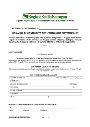 MODULO DI DOMANDA CAS