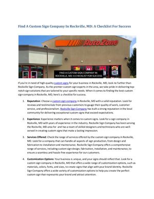 Find A Custom Sign Company In Rockville