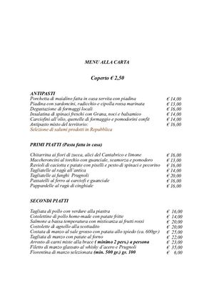 Menu ristorante La Fratta