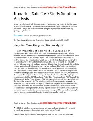 Calaméo - K Market Salo Case Study Solution Analysis