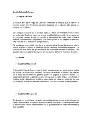 Modalidades Del Cheque