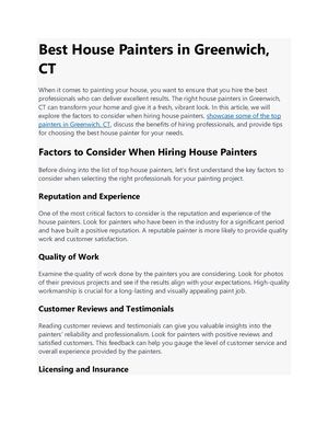 Best House Painters In Greenwich