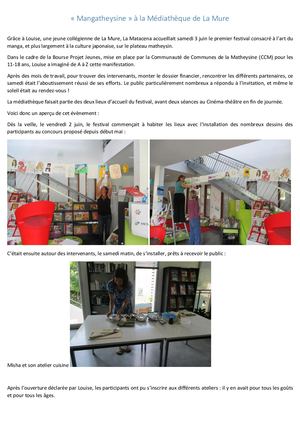 Mangatheysine 1er Festival Du Manga En Matheysine