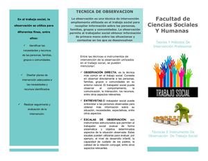 Folleto De Tecnica De Observacion En El Trabajo Social