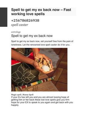 Spell To Get My Ex Back Now+256786826938 – Fast Working Love Spells
