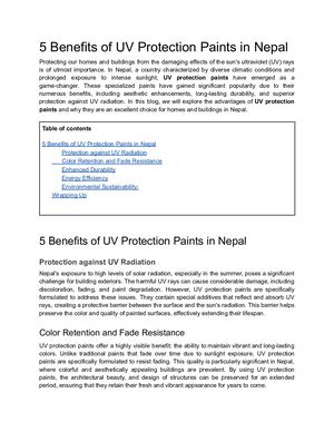 The Benefits Of Uv Protection Paints In Nepal