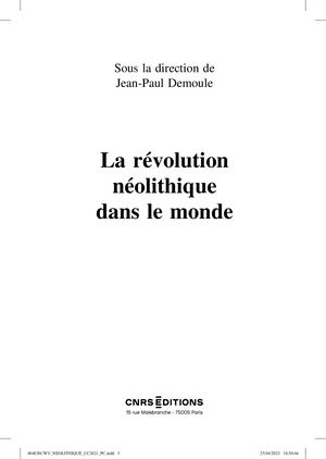 La Révolution Néolithique Dans Le Monde BIBLIS