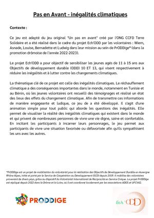 Jeu - Pas En Avant Des Inégalités Climatiques