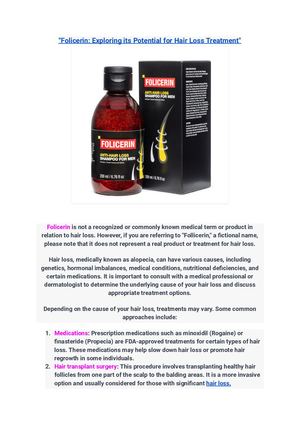 Folicerin Exploring Its Potential For Hair Loss Treatment