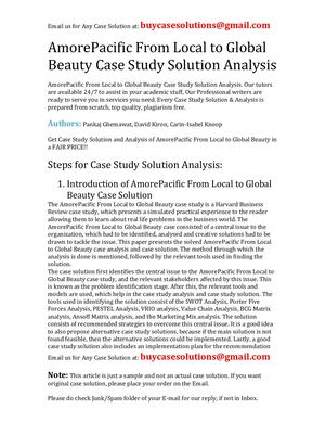 AmorePacific From Local To Global Beauty Case Study Solution Analysis