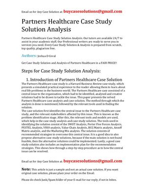 Partners Healthcare Case Study Solution Analysis
