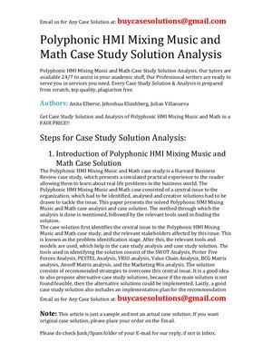 Polyphonic HMI Mixing Music And Math Case Study Solution Analysis