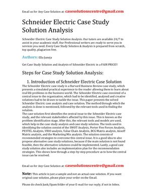 Schneider Electric Case Study Solution Analysis