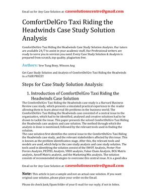 ComfortDelGro Taxi Riding The Headwinds Case Study Solution Analysis