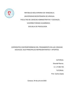 Corrientes Contemporaneas Del Pensamiento En Las Ciencias Sociales