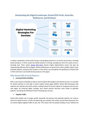 Dominating The Digital Landscape Dental Seo Perth, Australia, Melbourne And Brisbane