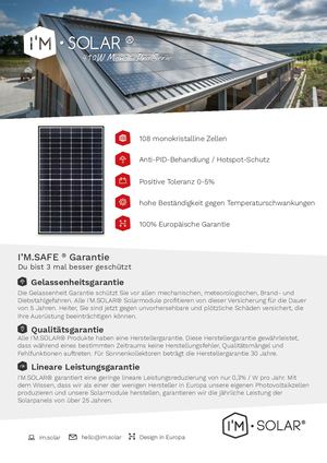 Datenblatt I'M SOLAR 410W Solarmodule DE