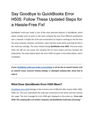 Follow these steps to Say Goodbye To Quick Books Error H505
