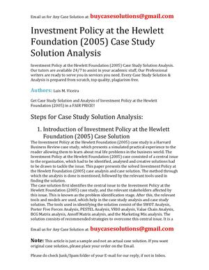 Investment Policy At The Hewlett Foundation (2005) Case Study Solution Analysis