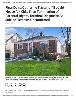 Final Days_ Catherine Kassenoff Bought House For Kids, Then Termination Of Parental Rights, Terminal Diagnosis; As Suicide Remains Unconfirmed - Frank Report