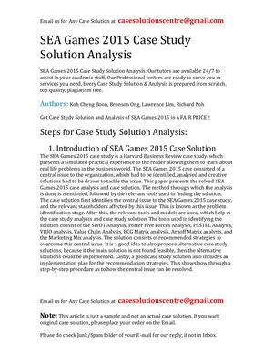 Calaméo - SEA Games 2015 Case Study Solution Analysis
