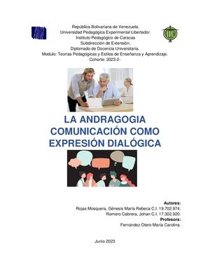 LA ANDRAGOGIA COMUNICACIÓN COMO EXPRESIÓN DIALÓGICA