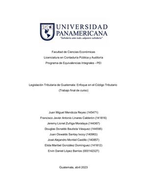 Grupo Número 3 Legislación Tributaria De Guatemala Enfoque En El Código Tributario