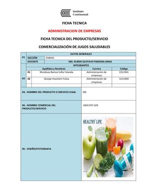Ficha Tecnica Administracion De Empresas