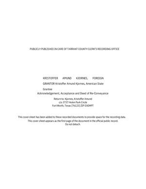 Kristoffer Kjornes Acknowledgement and Acceptance of Deed of Reconveyance of Trade Name 12/16/2022 published by Scribd on behalf of Tarrant County Clerk's Deeds Recording office