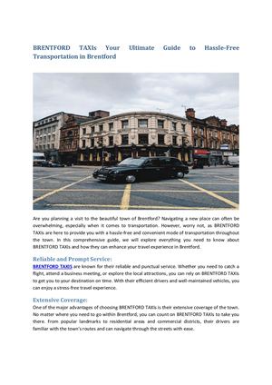 Brentford Taxis Your Ultimate Guide