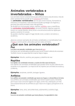 Animales Vertebrados E Invertebrados