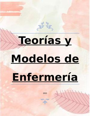 Texto Paralelo Teorias Y Modelos De Enfermeria 2023