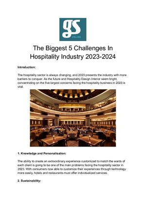 The Biggest 5 Challenges In Hospitality Industry 2023-2024