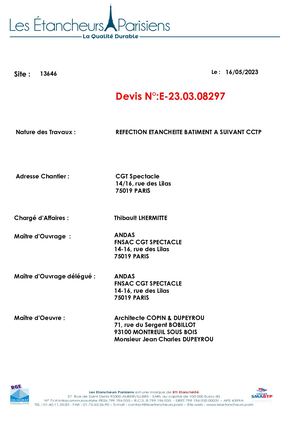 Les Etancheurs Parisiens D E 23 05 08297 REFECTION TERRASSE BAT A
