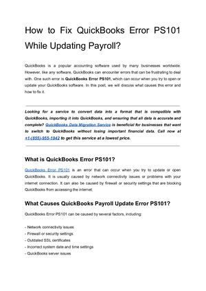 Let's Fix QuickBooks Error Ps101