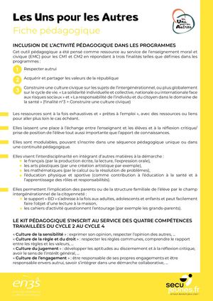 Fiche pédagogique Les Uns pour les Autres