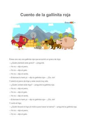 Cuento De La Gallinita Roja