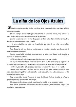 Ficha La Niña De Los Ojos Azules Para Tercero De Primaria