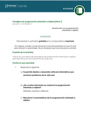 Introducción A La Programación Orientada A Objetos 1 Apr