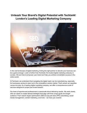Digital Marketing Agency London - Techtadd