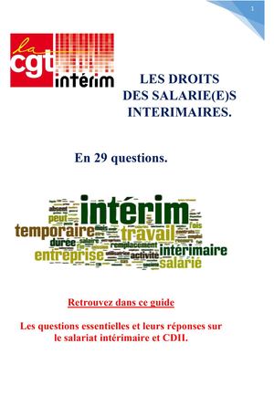 29 Questions Sur L'intérim (V4) CGT I