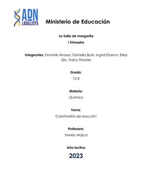 Agua con azúcar. Calorimetría de la reacción