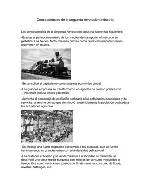 Consecuencias De La Segunda Revolución Industrial