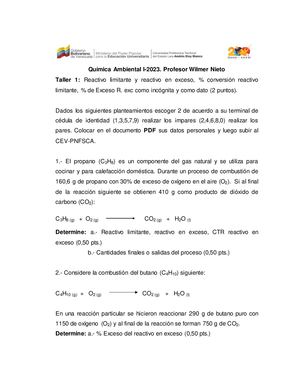 Taller 1 Estequiometría