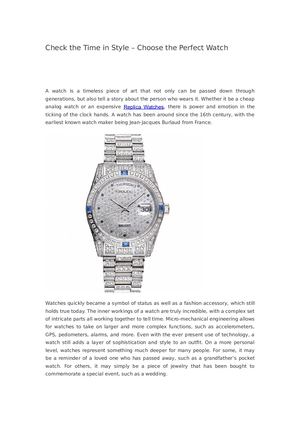 Check The Time In Style – Choose The Perfect Watch