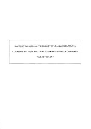 PLU CASTELLET RAPPORT