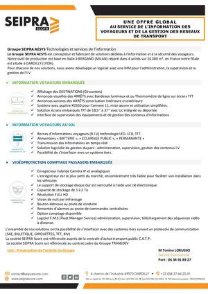 Présentation Fiches Produits Seipra Score