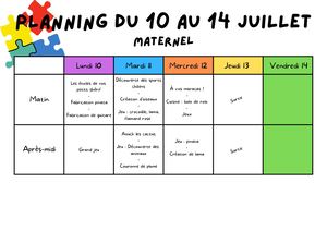 Planning Été ALSH - Maternel