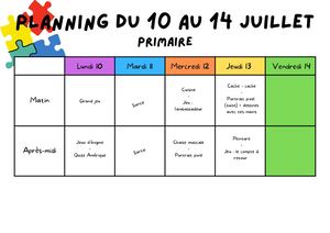 Planning Été ALSH - Primaire