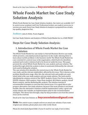 Whole Foods Market Inc Case Study Solution Analysis